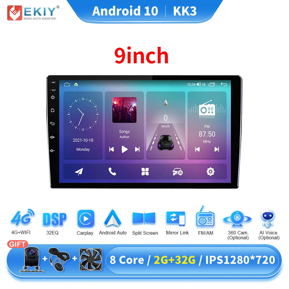 EKIY KK5 2 Din Android 7 9 10 in Car Multimedia Video Player Universal Stereo Radio GPS For Volkswagen Nissan Hyundai Kia Toyota