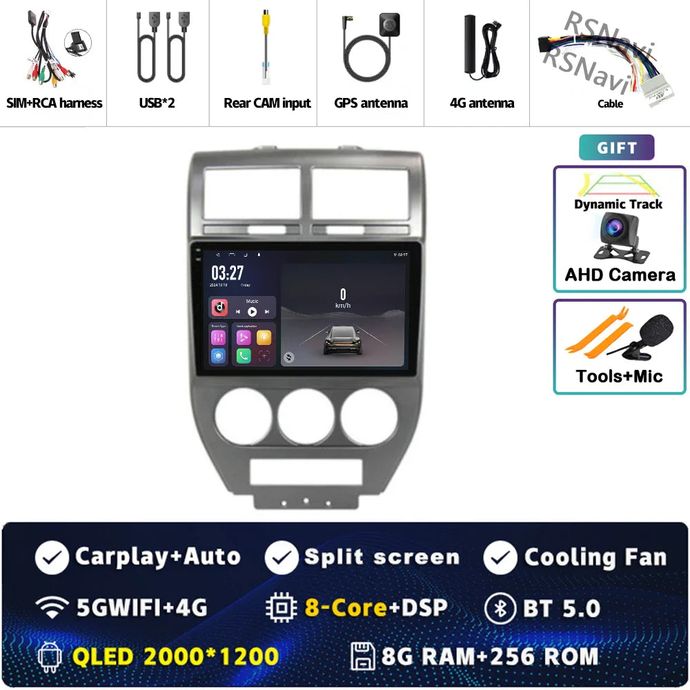 Android 14 For Dodge Caliber 2007 - 2012 2K QLED Android Car Radio Multimedia Video Player GPS AI Voice CarPlay 4G Stereo