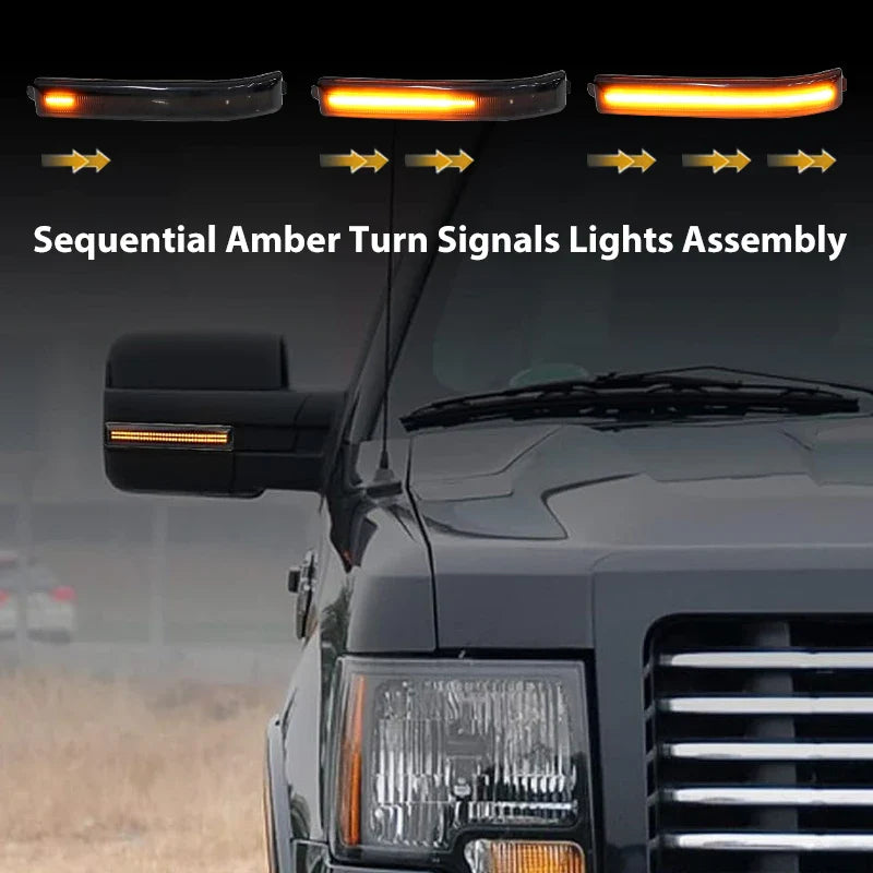 LED Dynamic Side Mirror Turn Signal Lights For Ford F150 F-150 2009-2014 SVT Raptor 2010-2014 Sequential Lamp Blinker Indicator