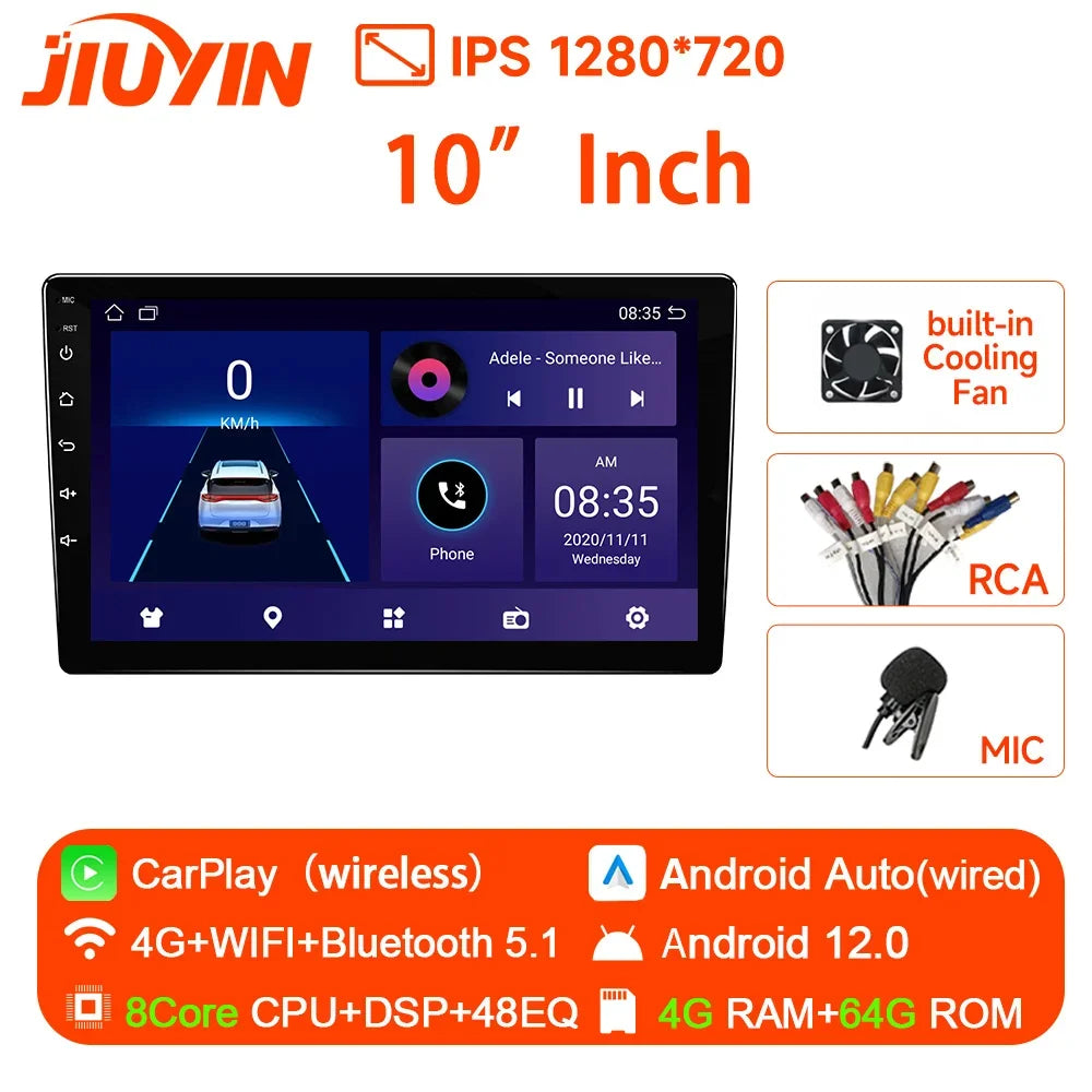 JIUYIN 2 Din Car Radio Carplay Android Auto 9inch 10inch 4G 64G Universal Multimedia Player DSP AM RDS AHD GPS WIFI Auto 8 Core