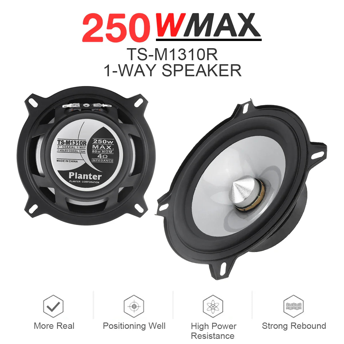 1 Piece 5 Inch 250W Car HiFi Coaxial Speaker Vehicle Door Auto Audio Music Stereo Full Range Frequency Speakers