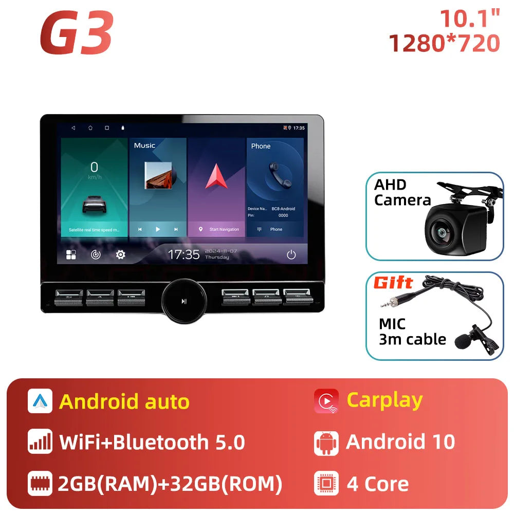 10.1 Inch Android 10 2 Din Car Radio Multimedia Large Screen Head Unit Carplay Android Auto Navigation GPS WiFi FM