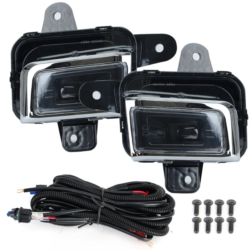 2x Front LED Fog Light For GMC Sierra 1500 2022 2023 2024 Driving Lamps Wiring headlights foglights cover frame kit accessories