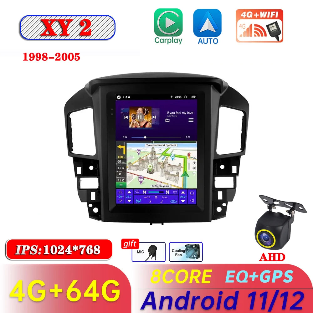 Android 11 Car Radio For Lexus RX300 Toyota Harrier 1998-2003 2004 2005 GPS Navigation Multimedia Carplay DSP For Tesla Style