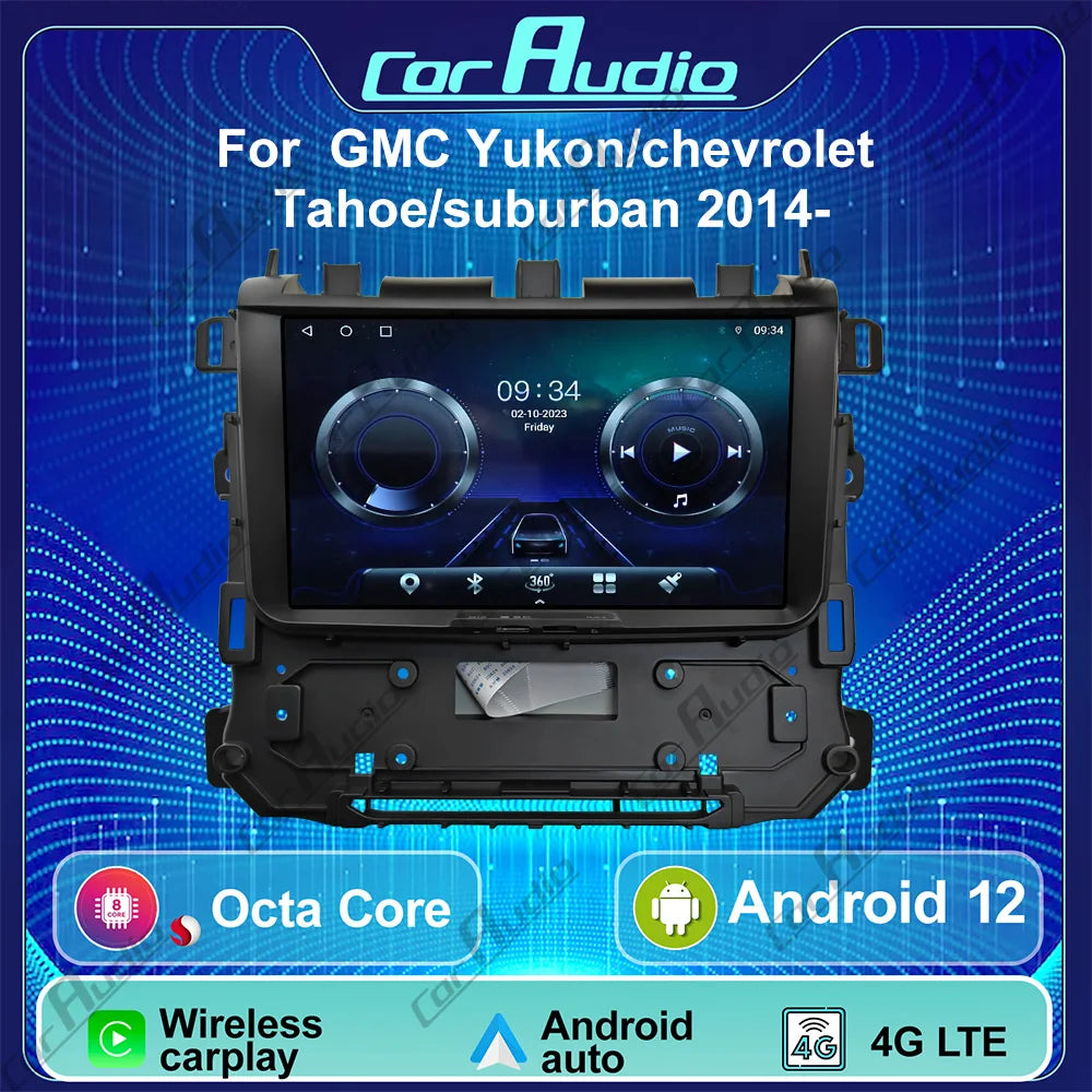 9 INCH BIG SCREEN 8 CORE ANDROID13 CAR GPS MULTIMEDIA WITH CAR PLAY FOR GMC Yukon Chevrolet Tahoe Suburban Denali 2015 2016-2019