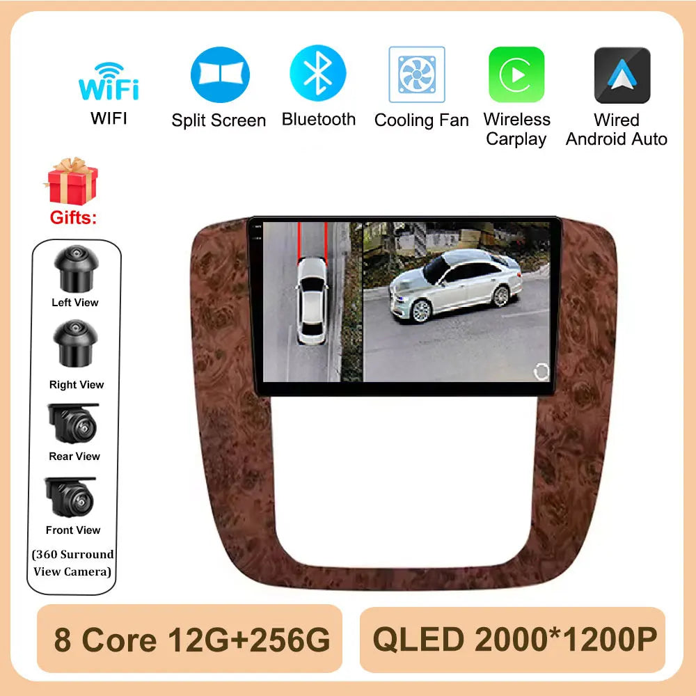 Android 14 for GMC Yukon Chevrolet Tahoe Suburban 2008-2012 Car Radio Multimedia Video Player Navigation Stereo GPS Navi 4G TOOL