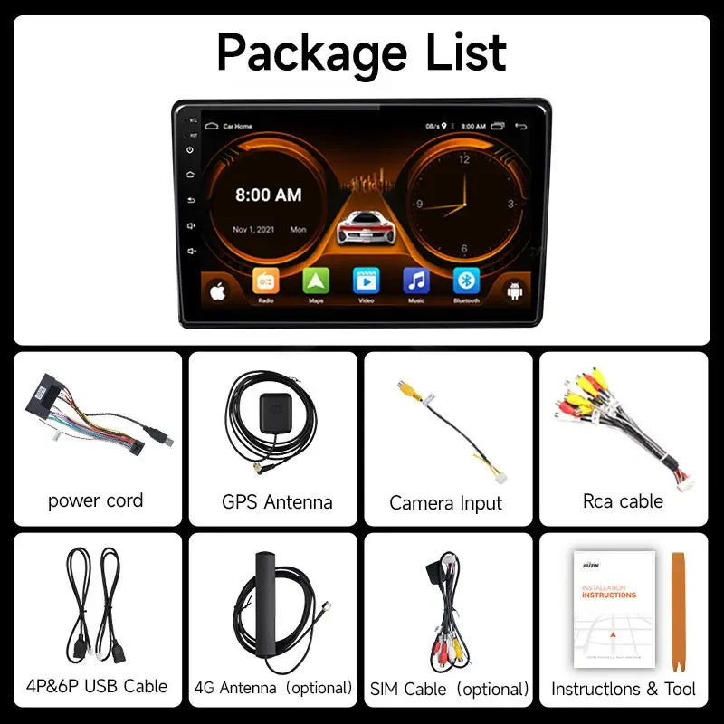 JIUYIN 2 Din Car Radio Carplay Android Auto 9inch 10inch 4G 64G Universal Multimedia Player DSP AM RDS AHD GPS WIFI Auto 8 Core