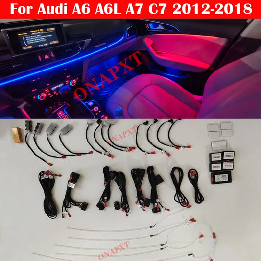 For Audi A6 A6L A7 C7 2012-2018 MMI APP Control Auto Decorative Ambient Light Car LED Atmosphere Lamp Luminous Strip 21 colors