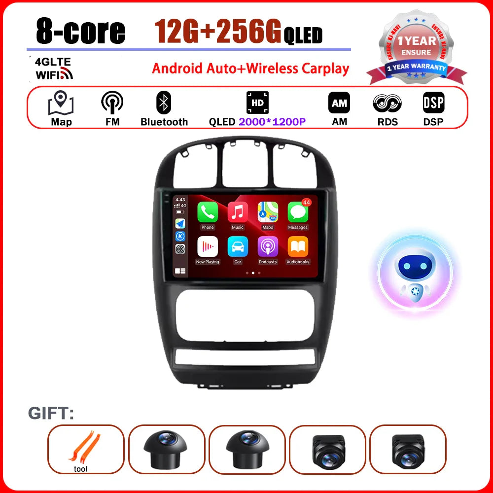 Car Radio Multimedia Player Android 14 System for Dodge Caravan 4 For Chrysler Grand Voyager RS 2000 - 2012 GPS Navi WiFi BT