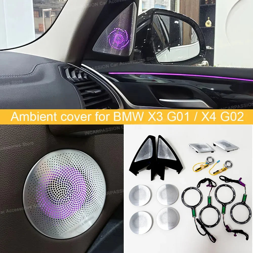 11-Color LED Speaker Covers for BMW X3/X4 G01/G02 - Hi-Fi Audio Upgrade with Ambient Lights