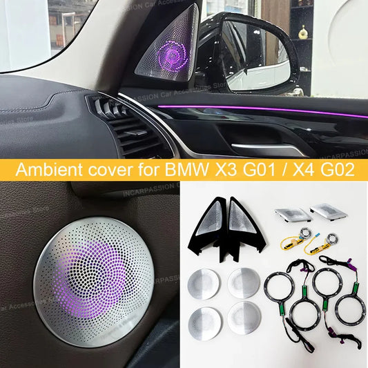 11-Color LED Speaker Covers for BMW X3/X4 G01/G02 - Hi-Fi Audio Upgrade with Ambient Lights