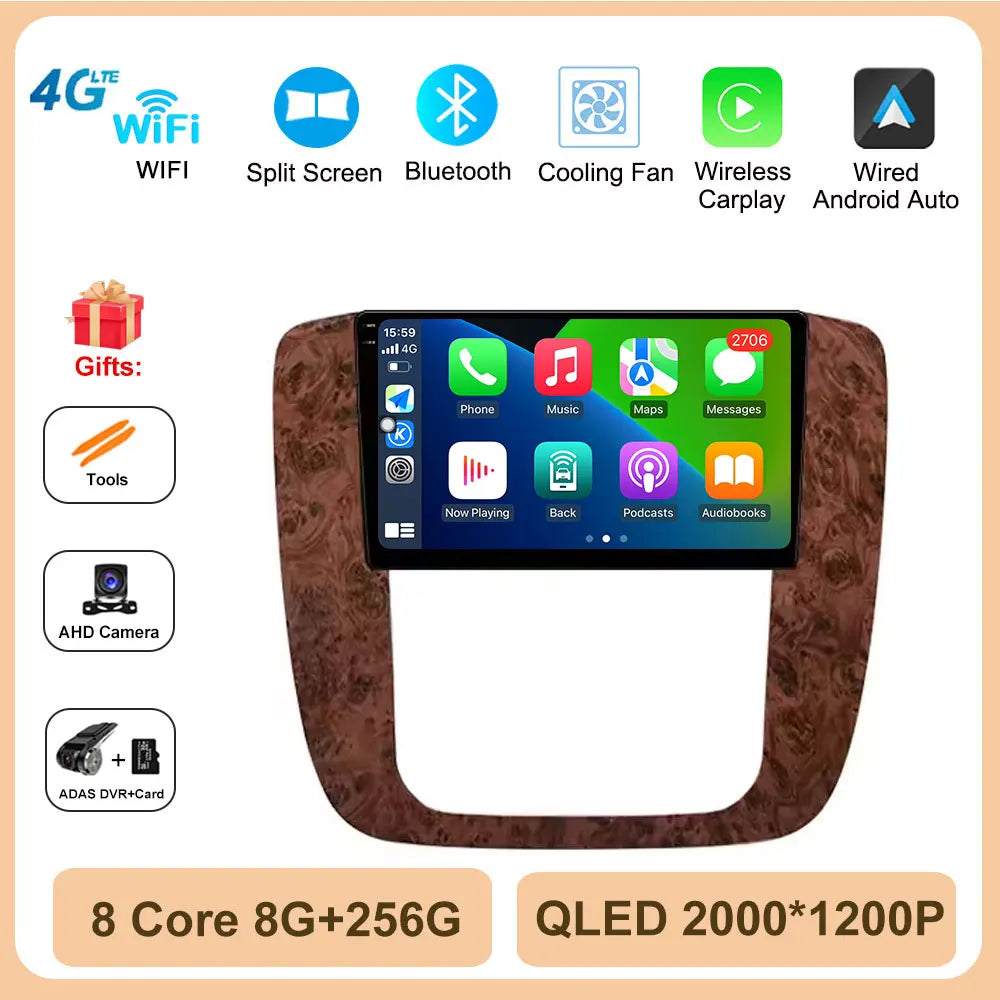 Android 14 for GMC Yukon Chevrolet Tahoe Suburban 2008-2012 Car Radio Multimedia Video Player Navigation Stereo GPS Navi 4G TOOL