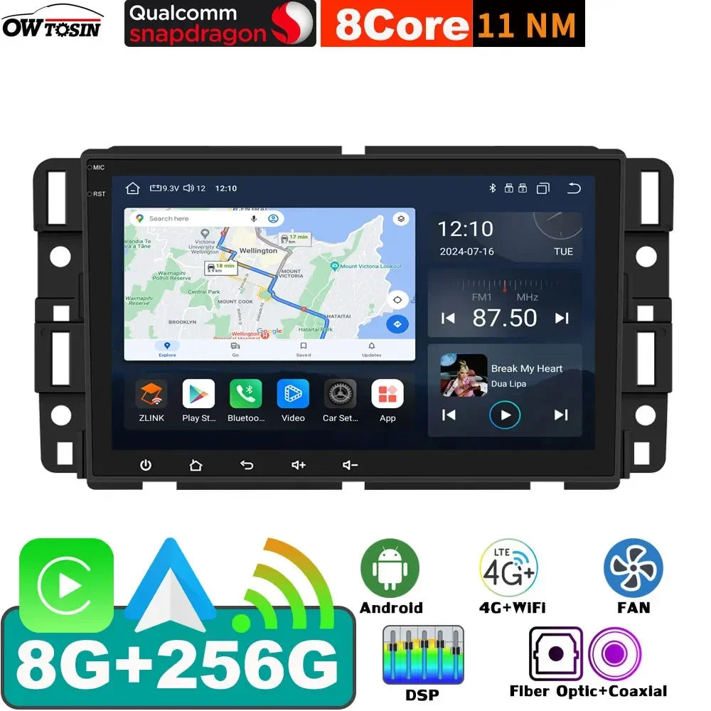 Android 13 Qualcomm 665 8G+256G Car GPS Radio For GMC Sierra Yukon Chevrolet Avalanche Silverado Buick Enclave CarPlay Audio DSP