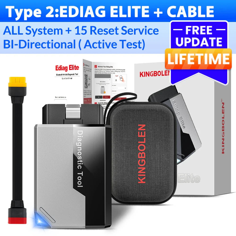 10PCS No Subscription Lifetime Update Kingbolen Ediag elite ALL Software Bi Directional 15 Reset CANFD Protoco OBD2 Scanner