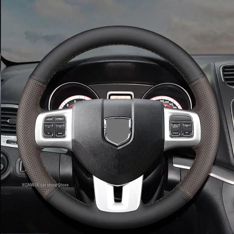 For Dodge JCUV Coolway 2013 Year 3.6L Customized Car Steering Wheel Cover Leather Hand Suture Non-slip Special Made Accessories