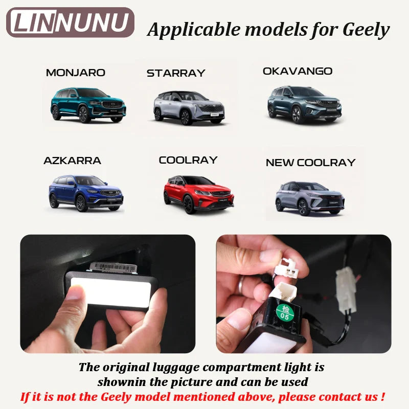 LINNUNU Rear Trunk LED Flowing Light Bar Strips Trunk Interior Decor Lamp Strip For Geely Monjaro Starray Atlas Preface Okavango