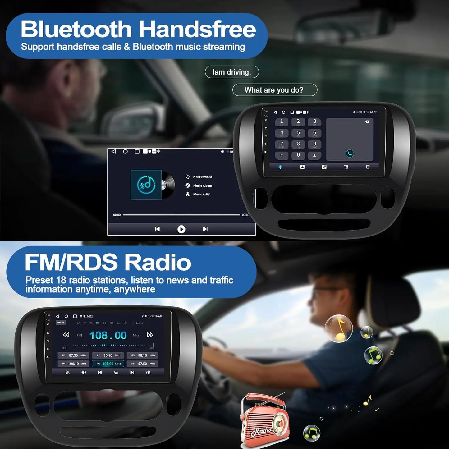 9inch Car Carplay Stereo Radio GPS Navigation Compatible for Soul 2013-2019 Android 13