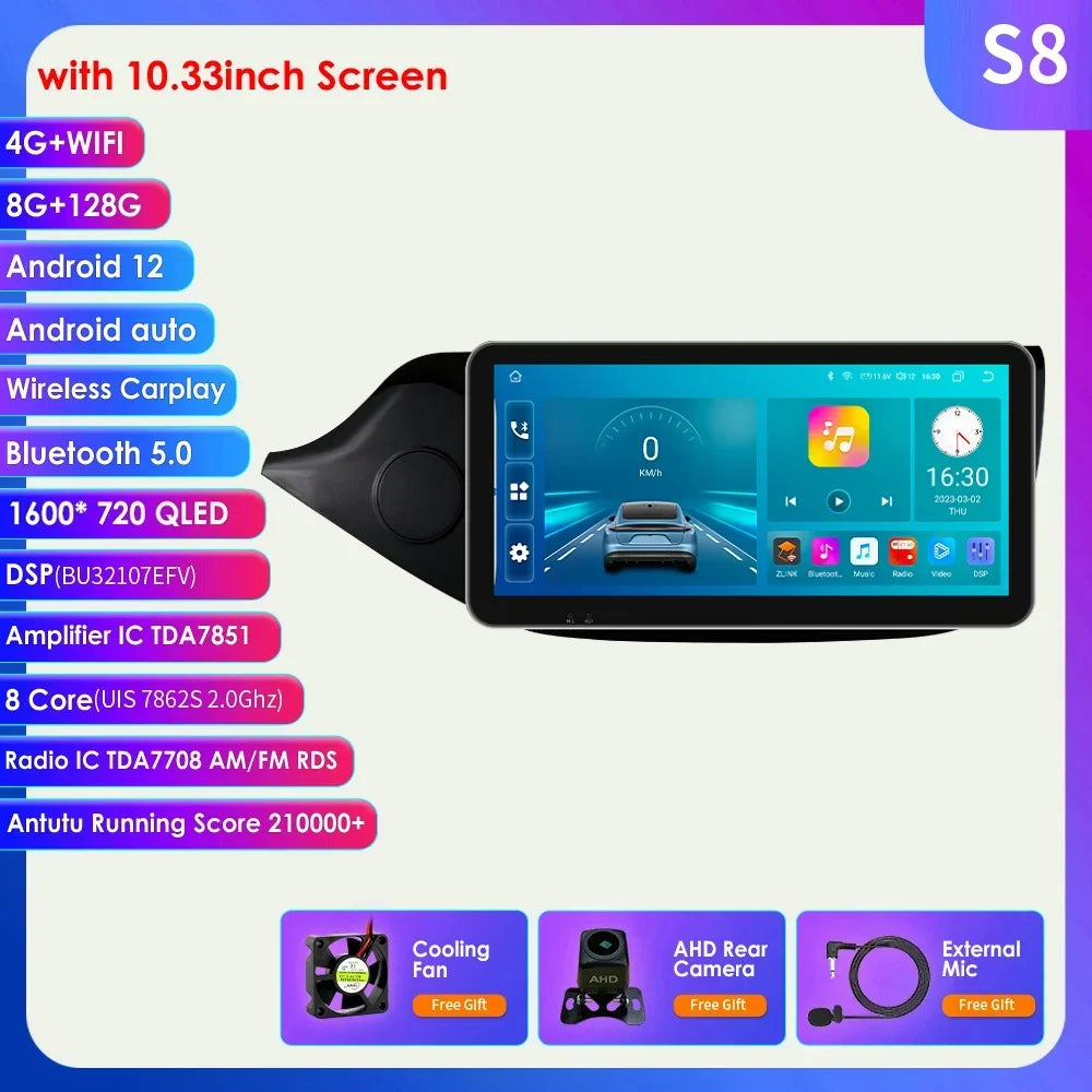 Hizpo 10.33" Car Radio Multimedia Player for Kia Ceed Cee'd 2 JD 2012-2016 Android 13 Wireless Carplay Navi GPS Stereo Head Unit