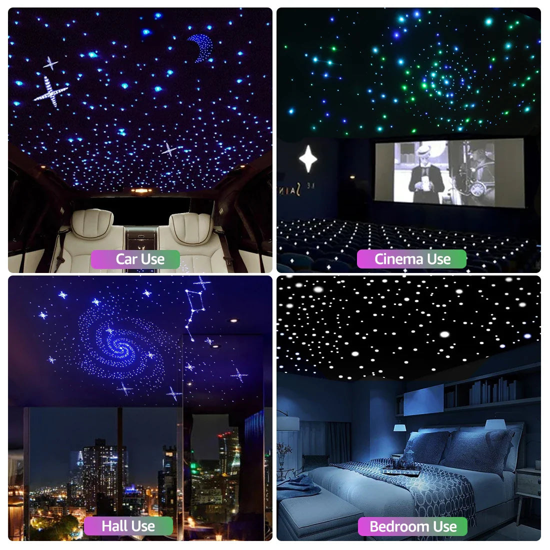 16W Car Roof Starlight Headliner Light Kit For Tesla Car Home APP Remote Controll Starry Sky RGBW Fiber Optic Ceiling Star Light