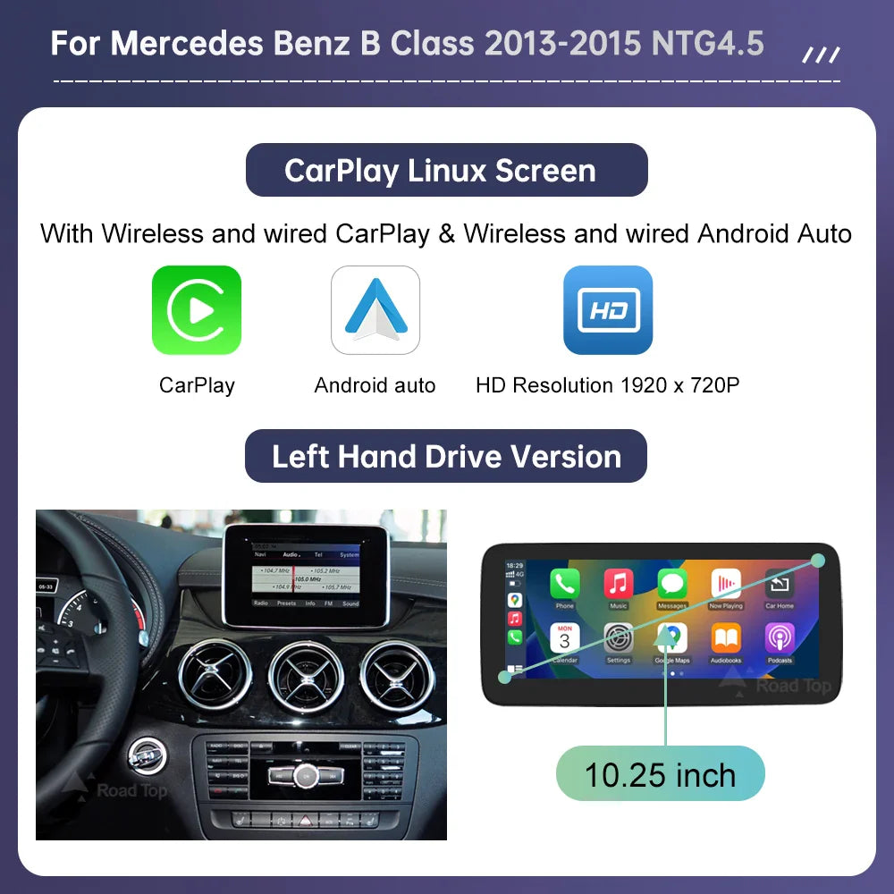 Touch Screen Car Radio for Mercedes Benz A B Class W176 CLA GLA W246 NTG4.5 Multimedia GPS With Carplay Android Auto Mirroring