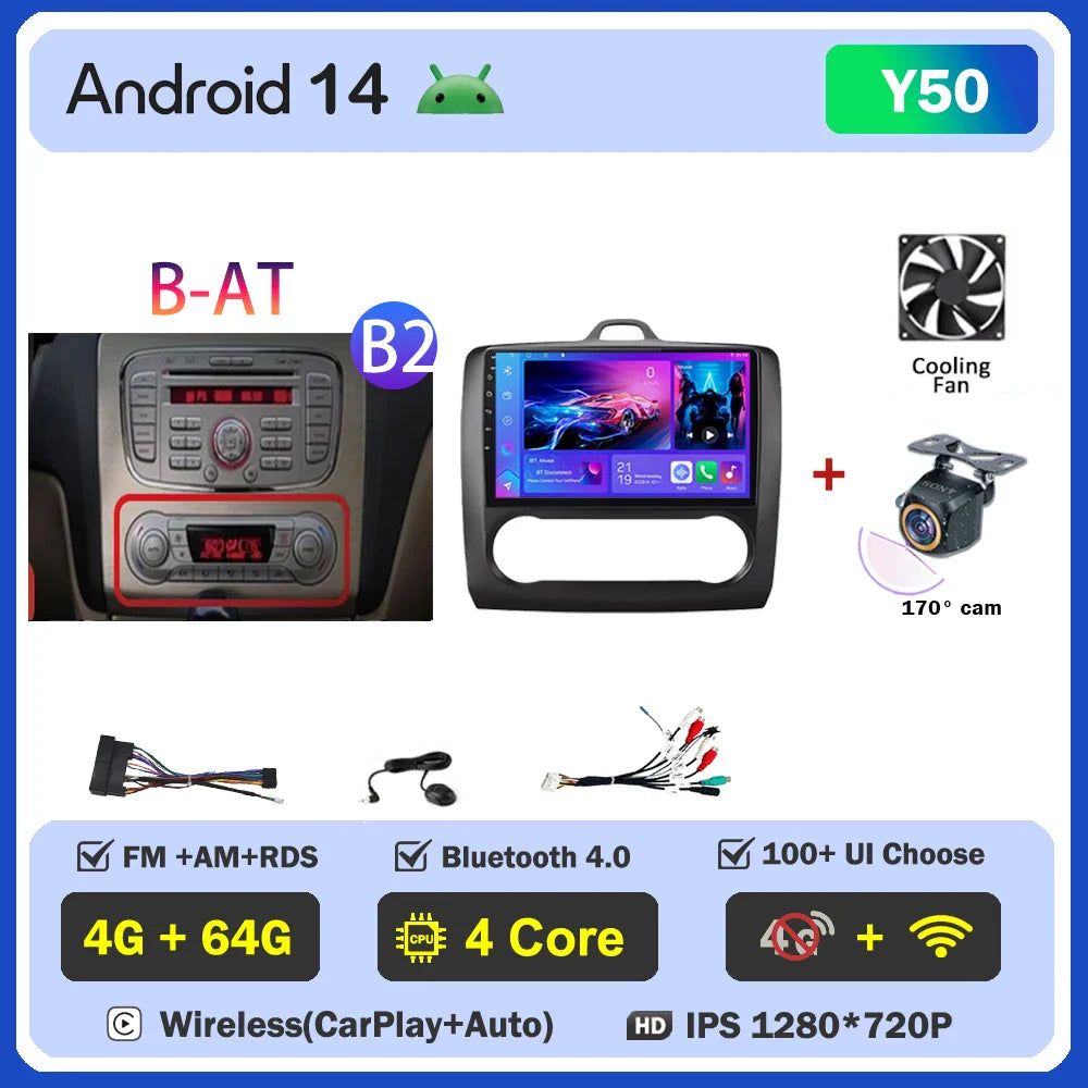 2din Android 14 Carplay Radio For ford focus 2 3 Mk2 Mk3 2004-2011 Automotive Car Multimedia GPS Autoradio 8 Core Wifi DSP BT