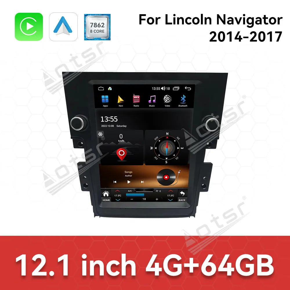 Touch Screen Android 14 Auto Multimedia Car Radio For Lincoln Navigator 2014-2017 Car GPS Navigation Audio Stereo Head Unit