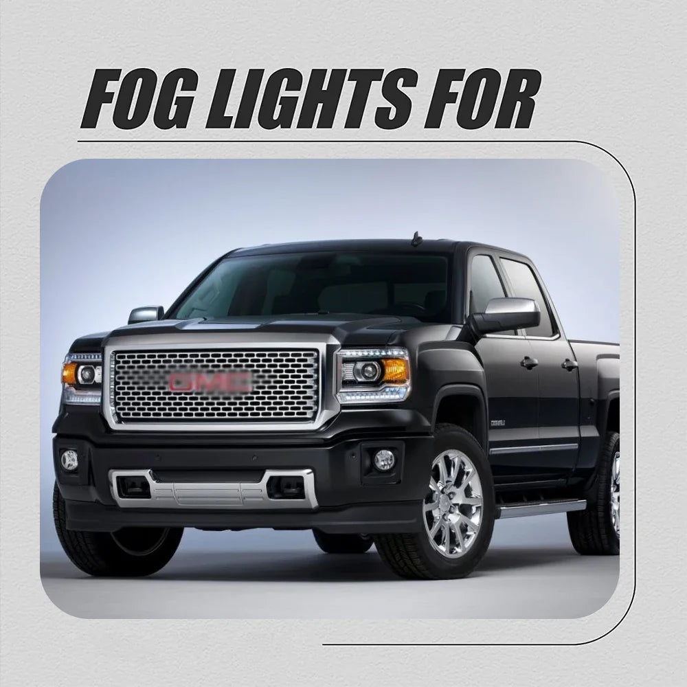 Front Bumper Fog Lamp Upgrade Kit FOR GMC Sierra 1500 2014-2015 Version Additional Foglight Set