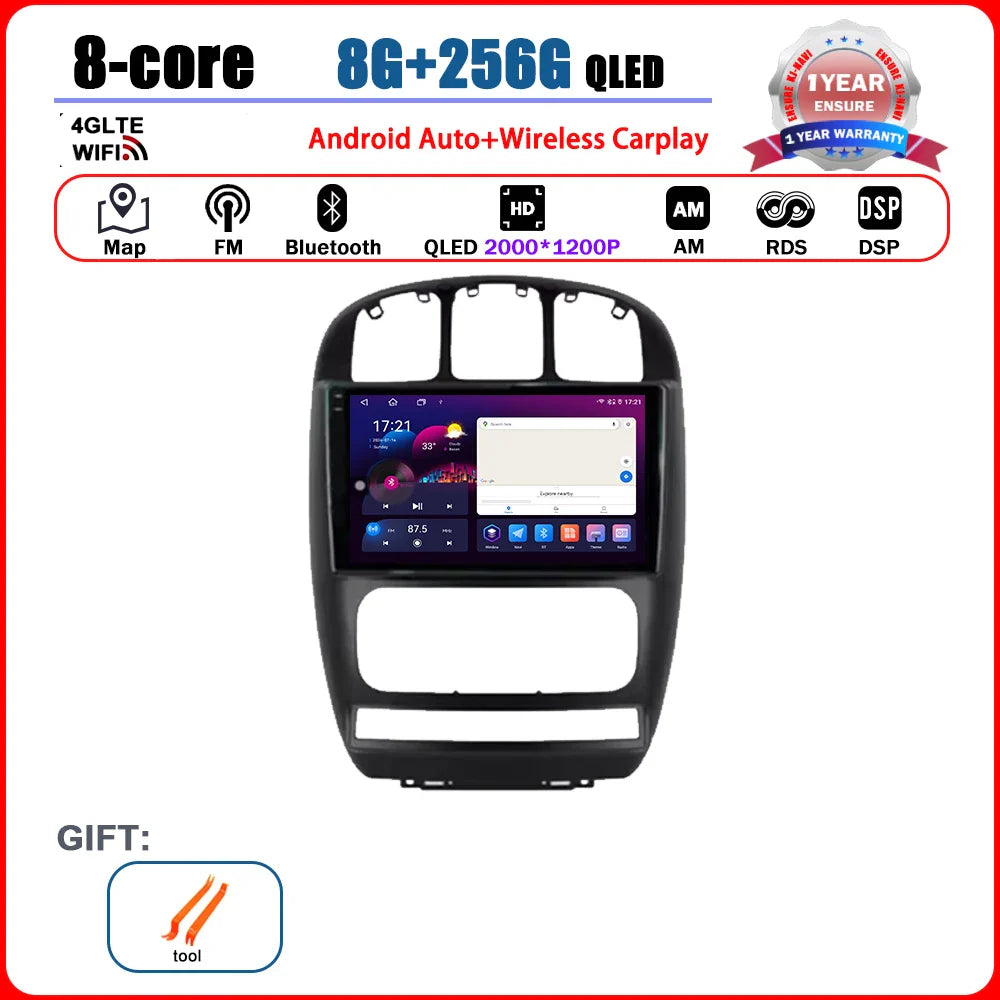 Car Radio Multimedia Player Android 14 System for Dodge Caravan 4 For Chrysler Grand Voyager RS 2000 - 2012 GPS Navi WiFi BT
