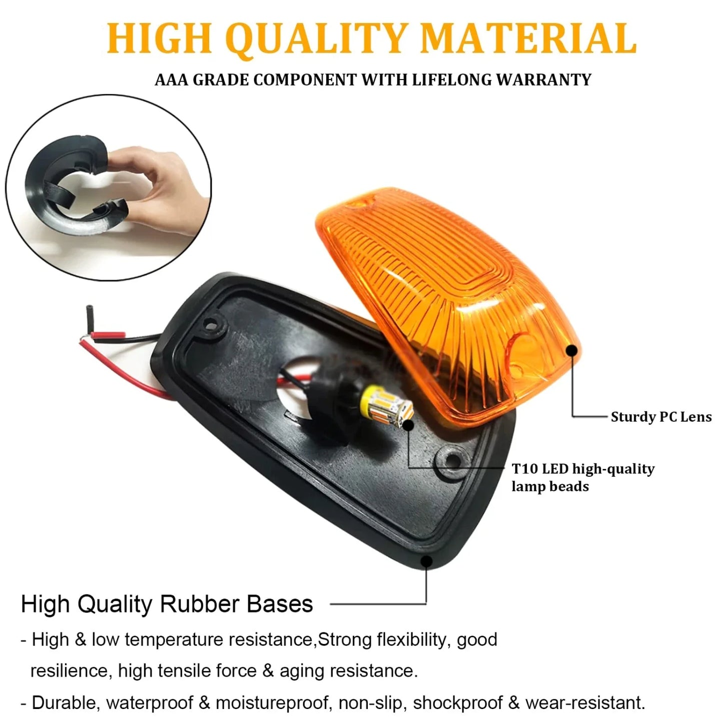 5PCS Car Marker Roof Lights Amber LED Cab For 1988-2002 Chevy/GMC C/K 1500 2500 3500 Pickup Trucks Lights Auto Exterior Parts