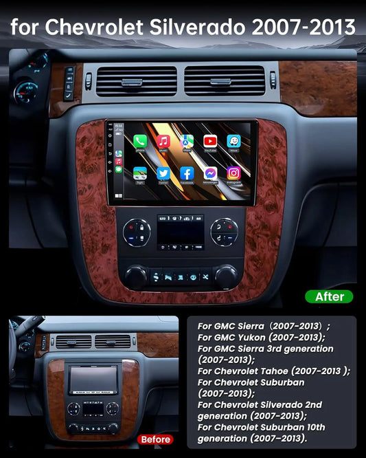 for GMC Yukon Chevrolet Chevy Silverado Tahoe Suburban 2007-2013 9" IPS Touch Screen GPS/WiFi/Bluetooth/1080P Backup Camera
