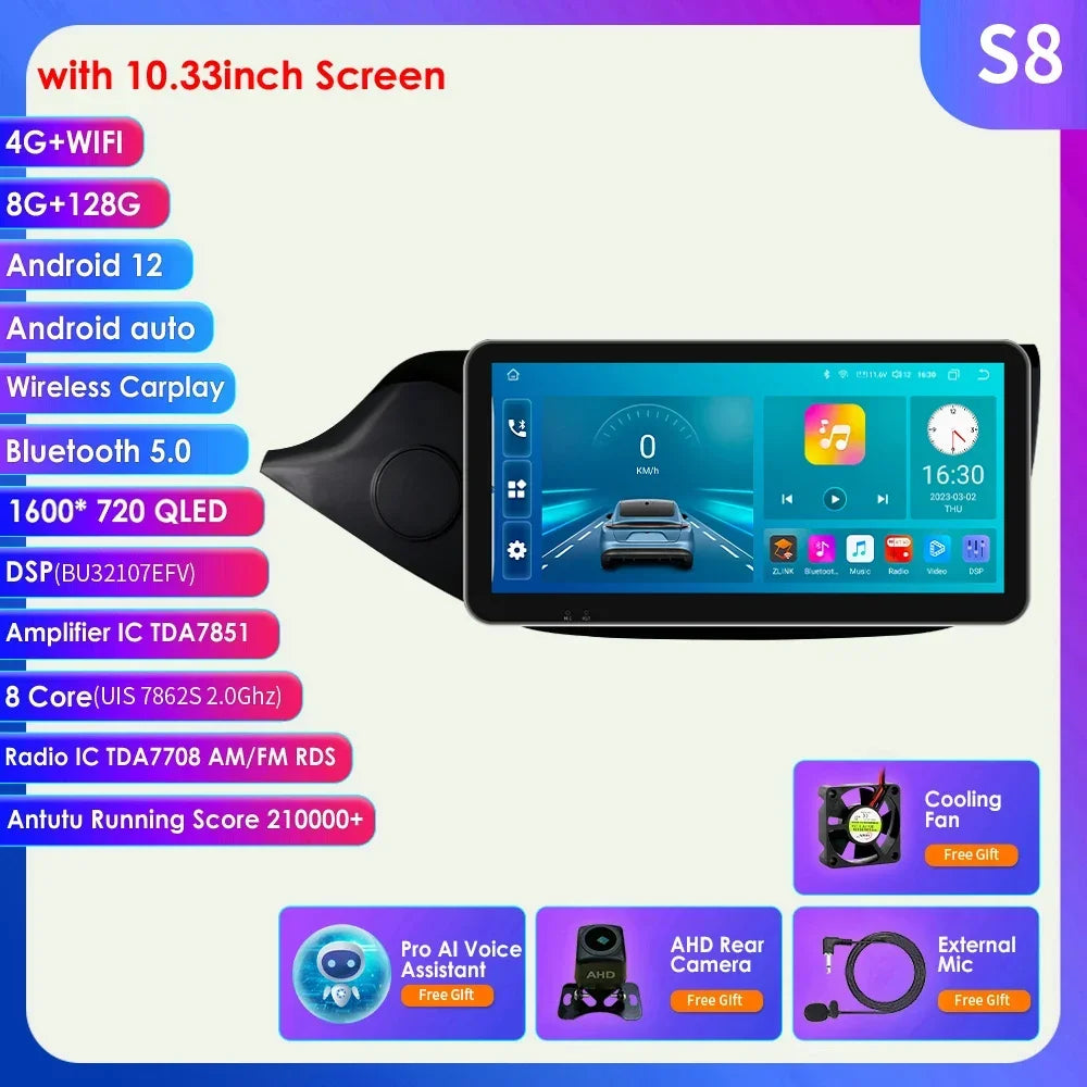 Hizpo 10.33" Car Radio Multimedia Player for Kia Ceed Cee'd 2 JD 2012-2016 Android 13 Wireless Carplay Navi GPS Stereo Head Unit