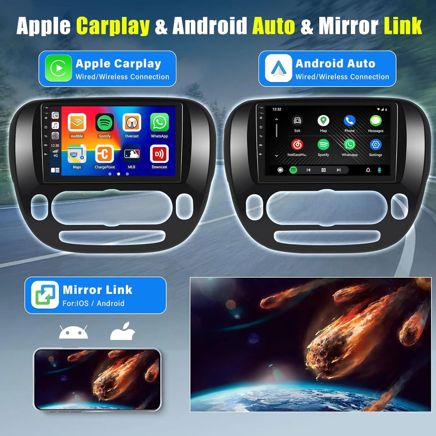 9 Inch Android 13.0 2G+32GB For KIA SOUL 2013-2019 Car GPS Navigation Multimedia Player Radio Tape Recoder Head Unit DSP Carplay