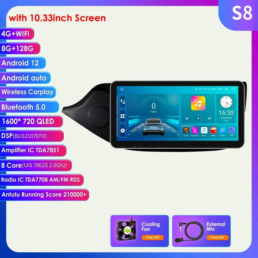 Hizpo 10.33" Car Radio Multimedia Player for Kia Ceed Cee'd 2 JD 2012-2016 Android 13 Wireless Carplay Navi GPS Stereo Head Unit