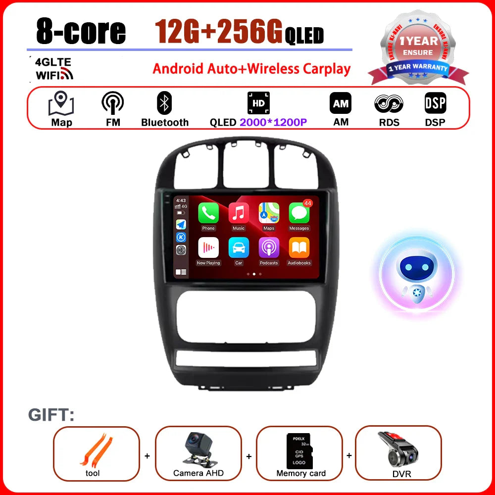 Car Radio Multimedia Player Android 14 System for Dodge Caravan 4 For Chrysler Grand Voyager RS 2000 - 2012 GPS Navi WiFi BT