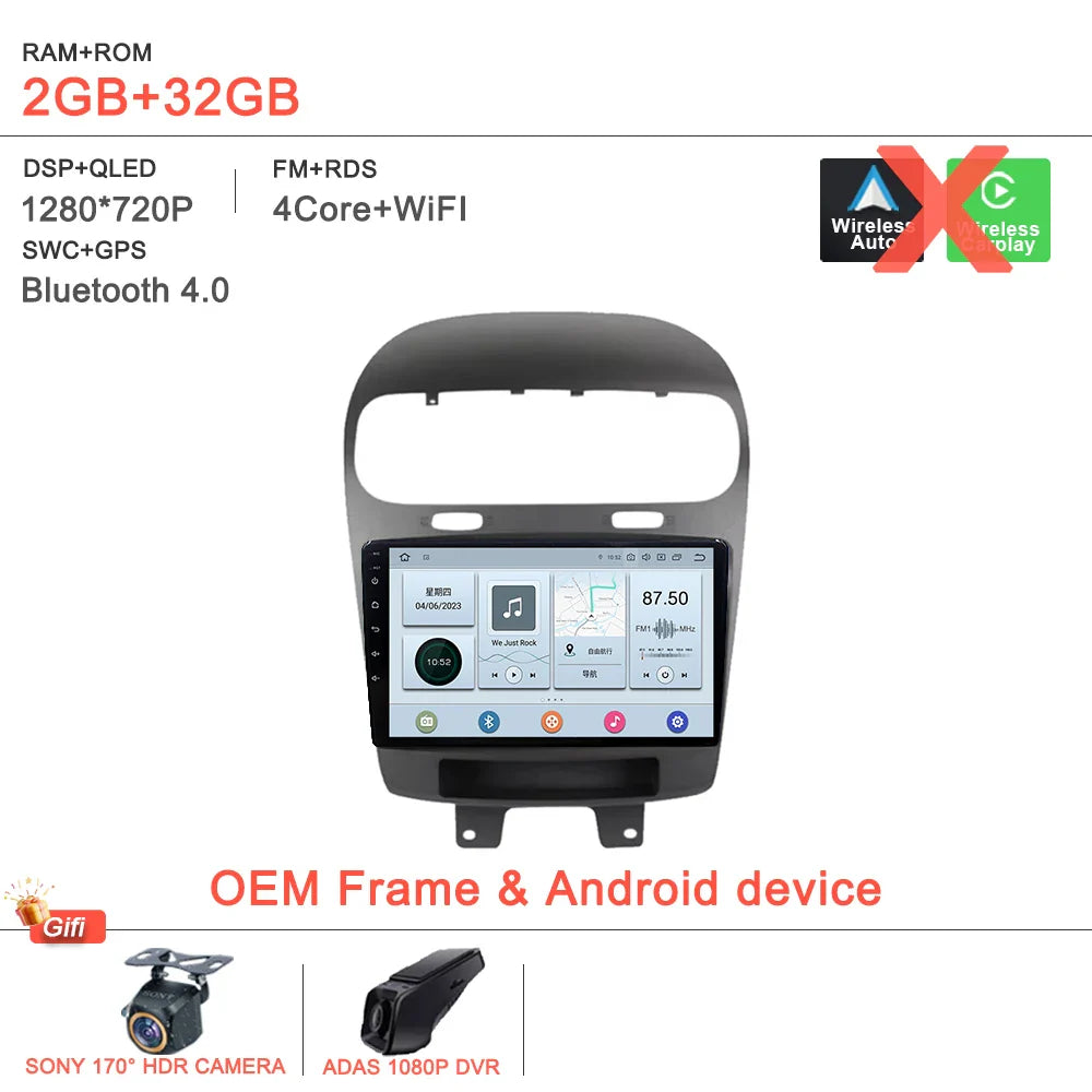 Android14 2K Incell Screen For Dodge Journey Fiat Leap 2012 - 2020 Car Dvd Auto Radio Stereo Multimedia Player GPS Navigation 5G