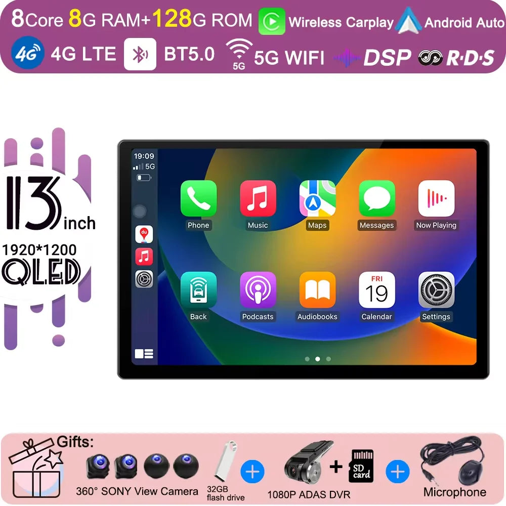 13.3 inch Android 14 Carplay Auto For Jeep Wrangler 3 JK 2011 2012 2013 2018 Car Radio Player Multimedia srereo Navigation BT