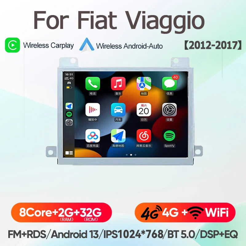 For Fiat Viaggio/Ottimo Dodge Dart 2012~2017 8Core Carplay Android13 Radio Car GPS Multimedia Player Stereo Screen Audio Navigat