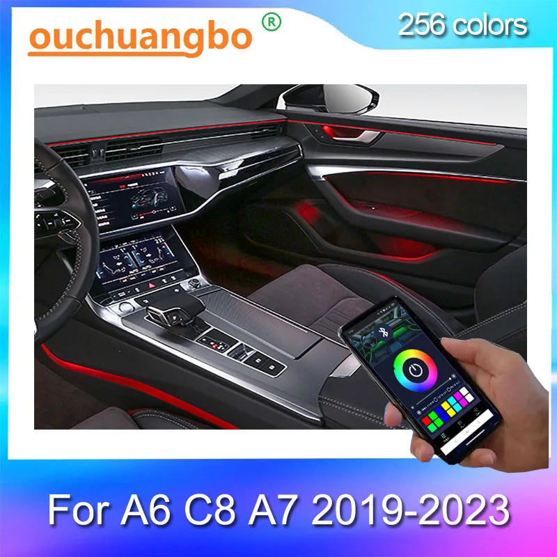 Ouchuangbo Ambient Light For A6 C8 A7 2019-2023 led interior lighting Atmosphere Lamp dashbaord ambiente beleuchtung kit