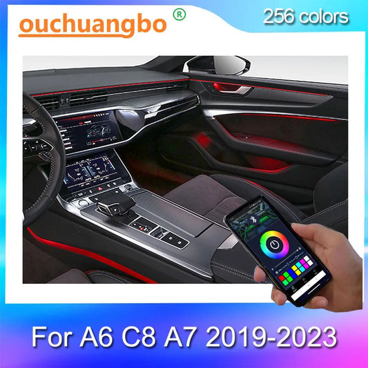 Ouchuangbo Ambient Light For A6 C8 A7 2019-2023 led interior lighting Atmosphere Lamp dashbaord ambiente beleuchtung kit