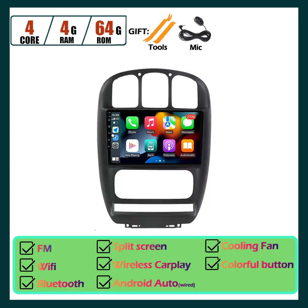 Wireless Carplay Android Auto Screen For Chrysler Voyager Rg Rs Town  & Country Rs 2000-2007 Multimedia Player Stereo Tools 4G