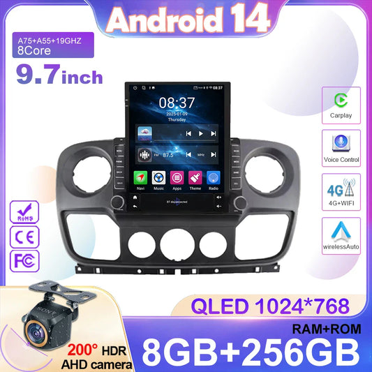 Car Android 14 For Renault Master Nissan NV400 Opel Movano 2010 - 2021 Navigation Touch Screen Multimedia Player Head Unit GPS