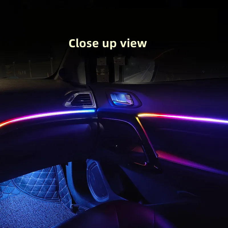18 In 1 Full Color Streamer Car Ambient Lights RGB 64 Color Universal LED Interior Hidden Acrylic Strip Symphony Atmosphere Lamp