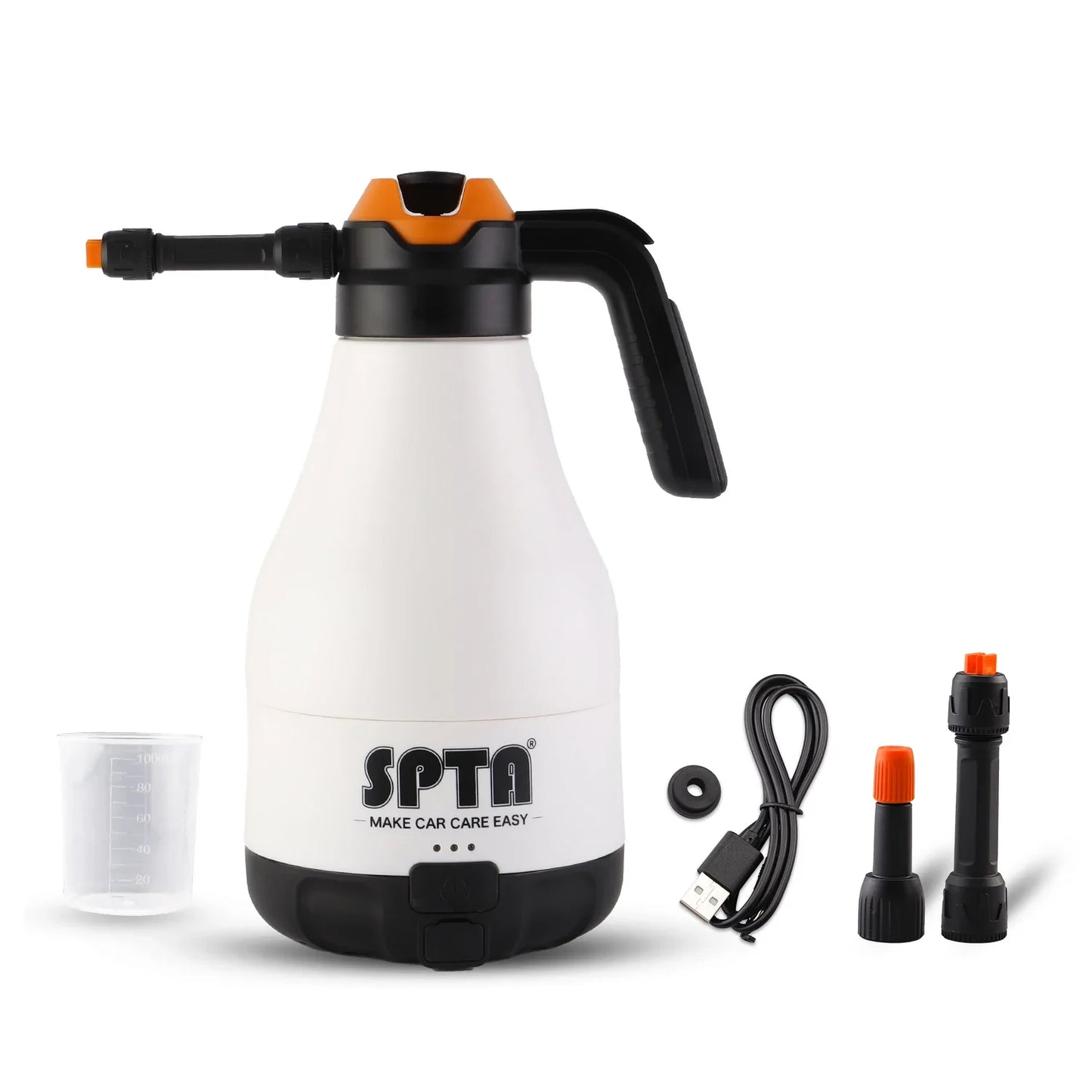 SPTA Cordless Car Wash Sprayer 8.4V 1.8L Foam Spray Special Device Watering Can Manual Pneumatic Corrosion Resistant Acid Alkali power tools