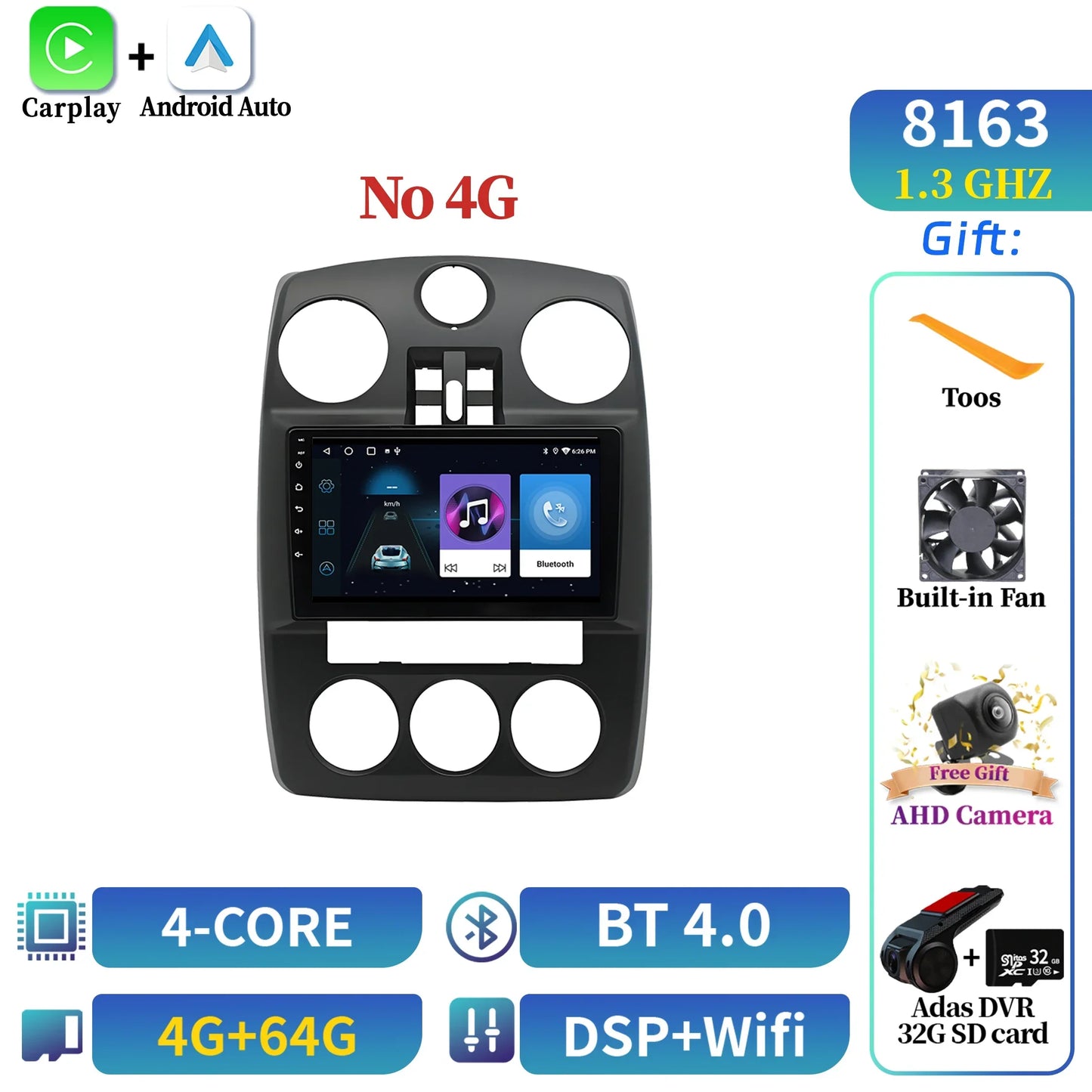 Car Radio Android 14 Multimedia Wireless BT Carplay For Chrysler PT Cruiser 2007-2009 Head Unit 7862S 8G 256G 2K QLED Screen