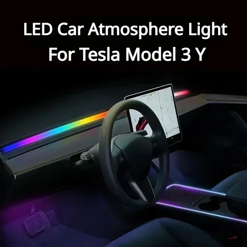 19 in 1 Car Interior Symphony Ambient Light Kit For Tesla Model 3 2019-2020 Acrylic Guide Fiber Strip Decoration Atmosphere Lamp