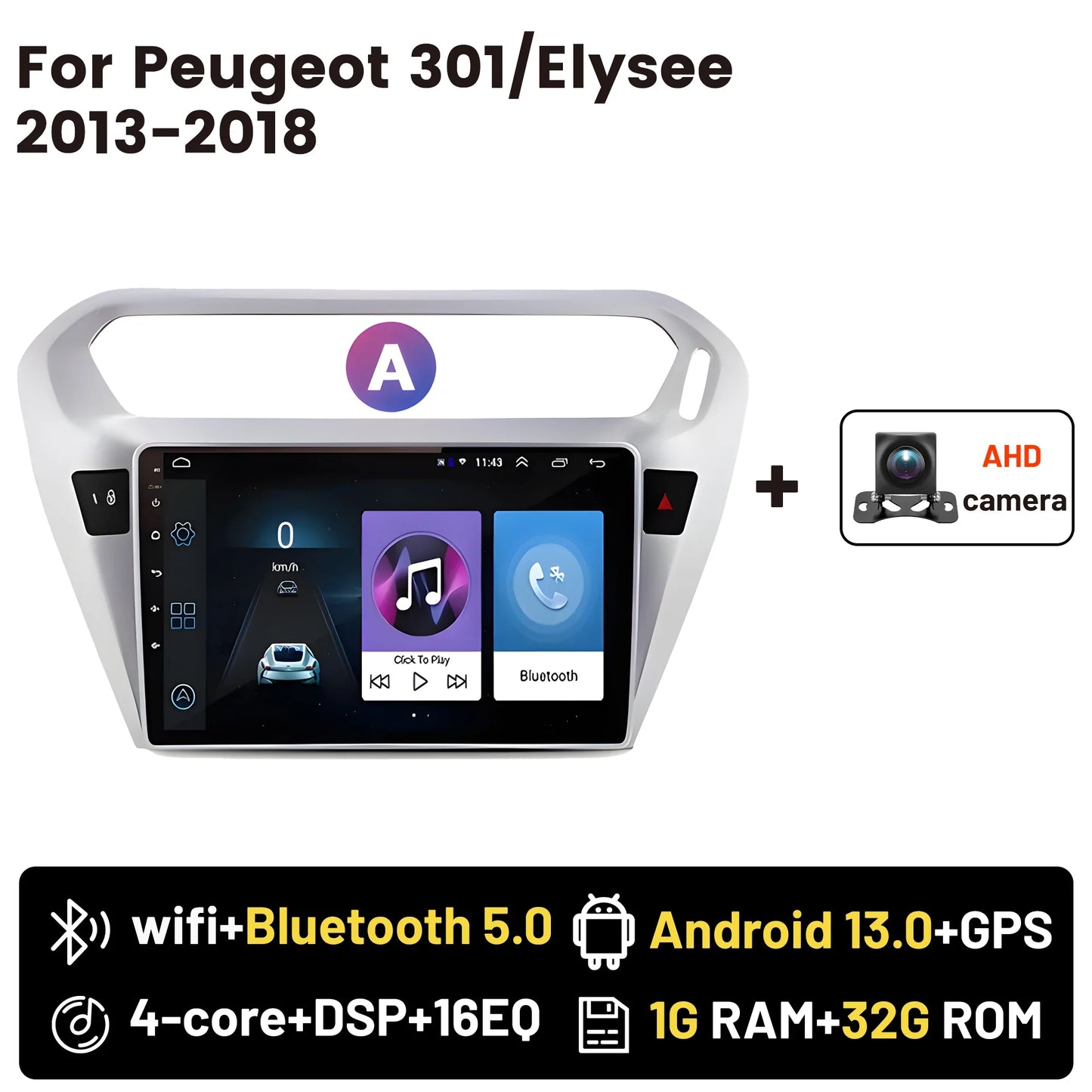 Wireless CarPlay Android Auto Car Bluetooth Radio For Peugeot 301 Citroen Elysee 2013-2018 2Din Android 14 DSP GPS FM Autoradio