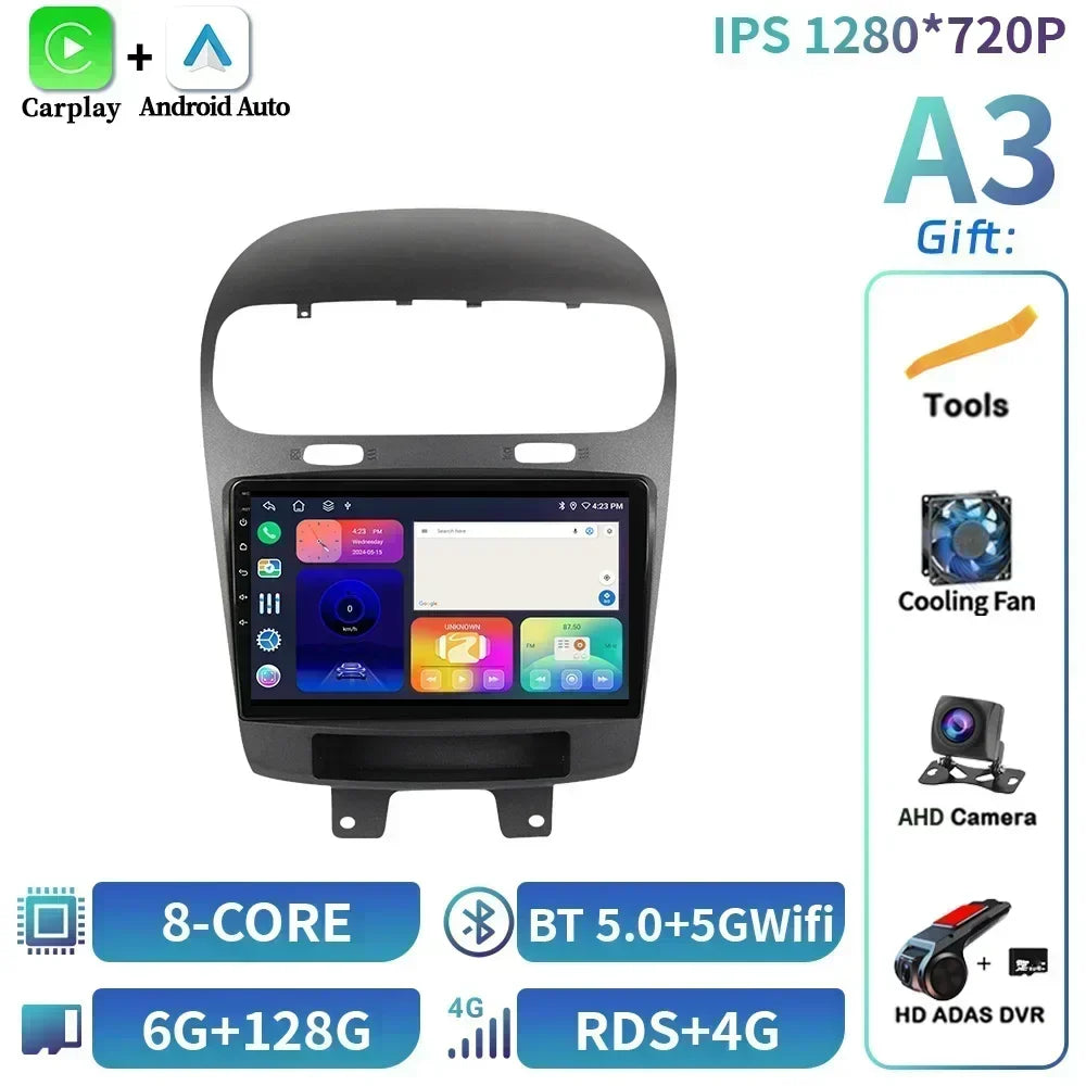 For Dodge Journey Fiat Leap Freemont 2011-2020 Car Radio Multimedia Navigation Wireless BT Carplay Touch Screen Head Unit Stereo