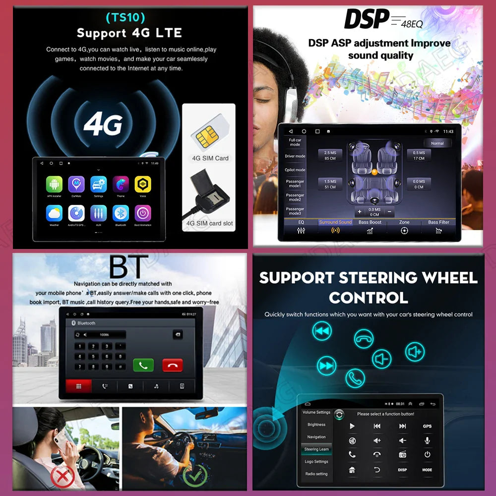 13INCH Android 14 For GMC Yukon Chevrolet Tahoe Suburban 2008 - 2012 Multimedia Video Player 4G WIFI Navigation GPS Carplay auto
