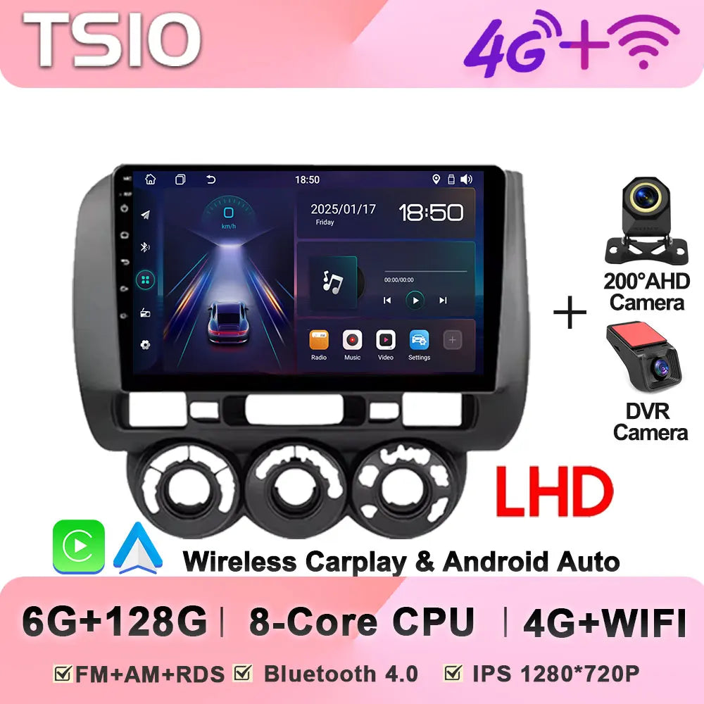 Android 14 Car Radio Multimedia Player For HONDA FIT JAZZ 2002 2003 - 2007 LHD RHD Carplay Autoradio GPS Navi 5G Wifi Bluetooth