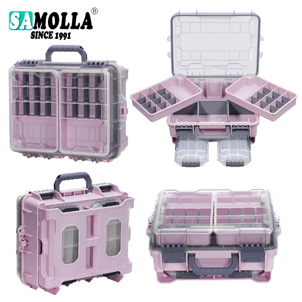 SAMOLLA Fishing Tackle Box Large Capacity Portable Multi-functional Waterproof Bait Accessories Outdoor Camping Storage Box